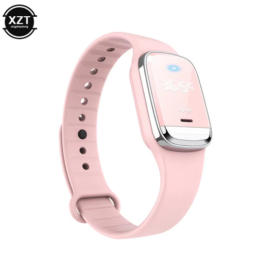 Ultrasonic Mosquitoes Repeller Bracelet Summer Indoor Outdoor Smartband with Clock+Body Temperature Monitoring Function