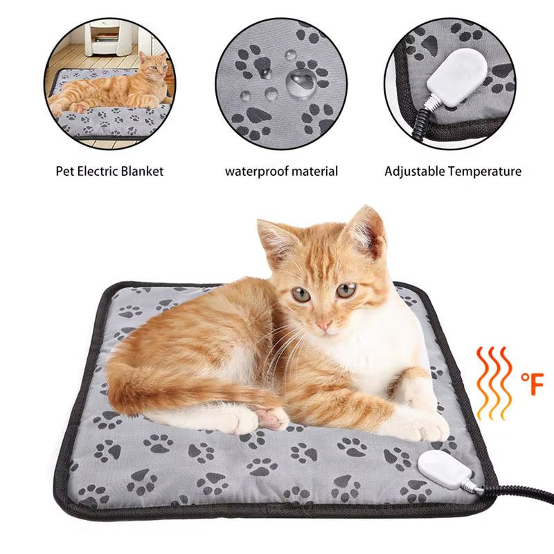 3-Speed Adjustable Heating Pad for Dog Cat Power-Off Protection Pet Electric Heated Warm Mat Bed Waterproof Bite-Resistant Wire